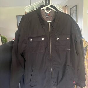 Quicksilver Men's Black Work Jacket - Classic Zip Front